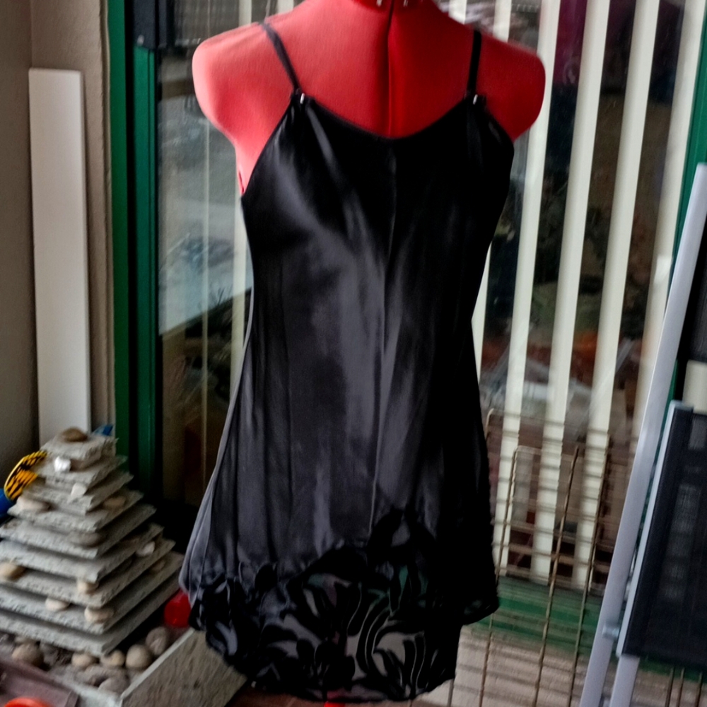 Elegant Black Satin Nightgown